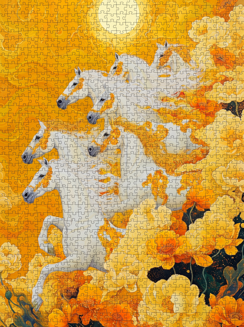 The Sunlit Stallions 1000-Piece Art Puzzle Gift Set premium DAILE art gift set for art lovers with 1000-piece puzzle experience