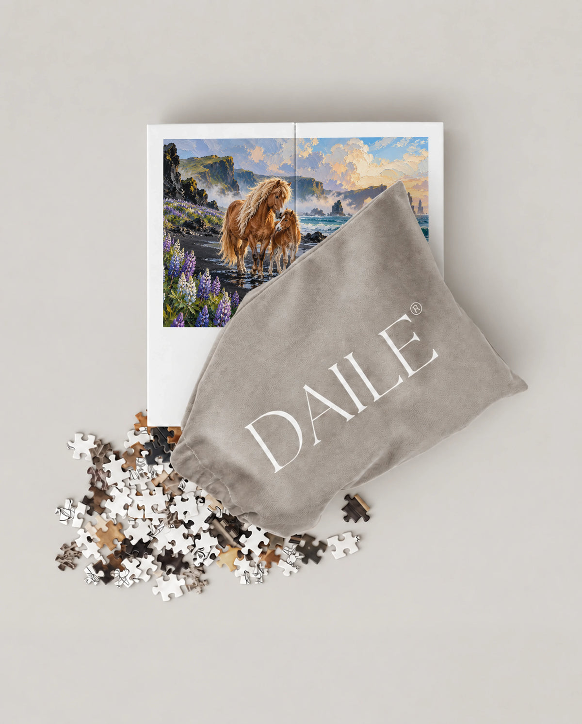 DAILE Mini set seen from above with pouch #set:mini