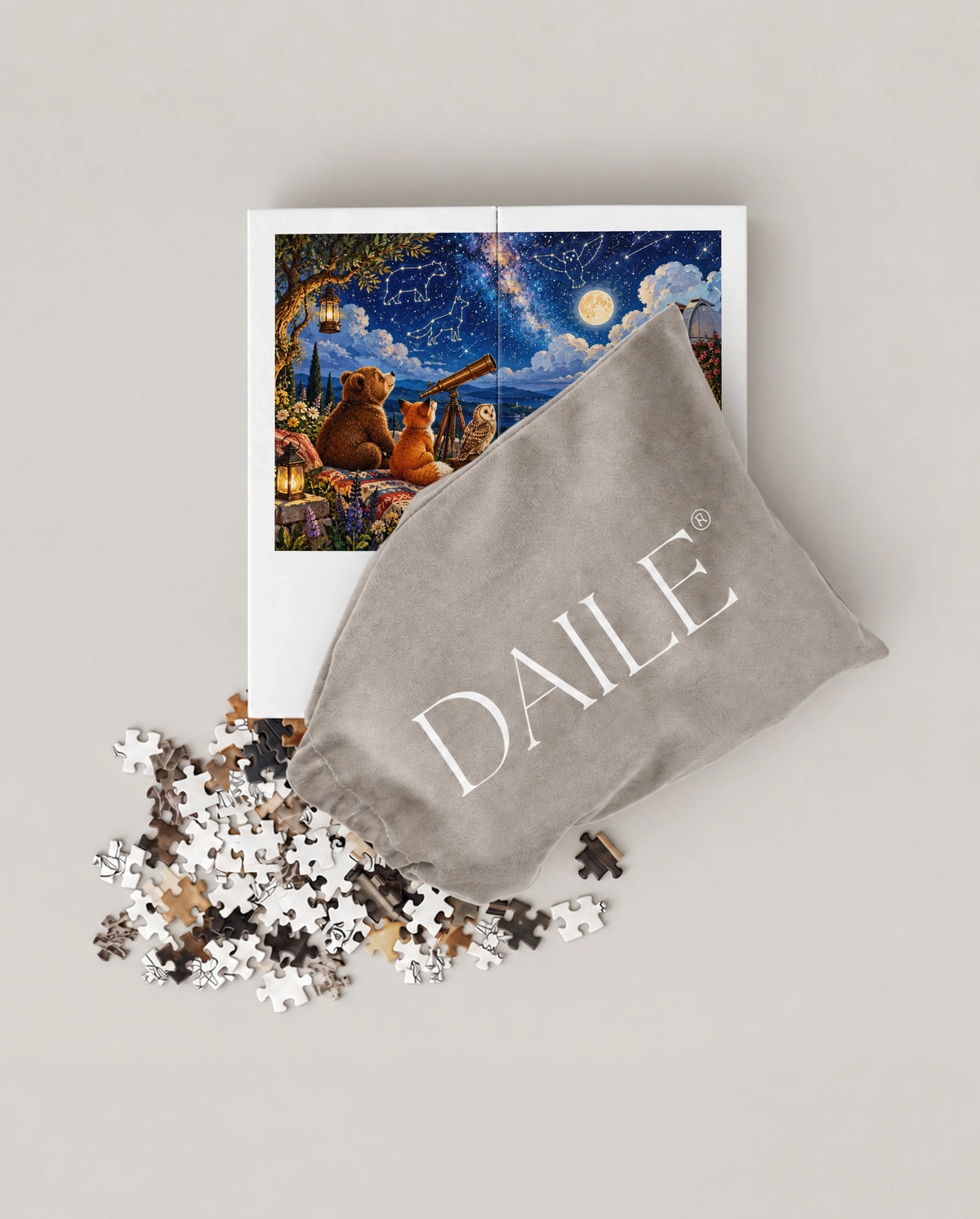 DAILE Mini set seen from above with pouch #set:mini