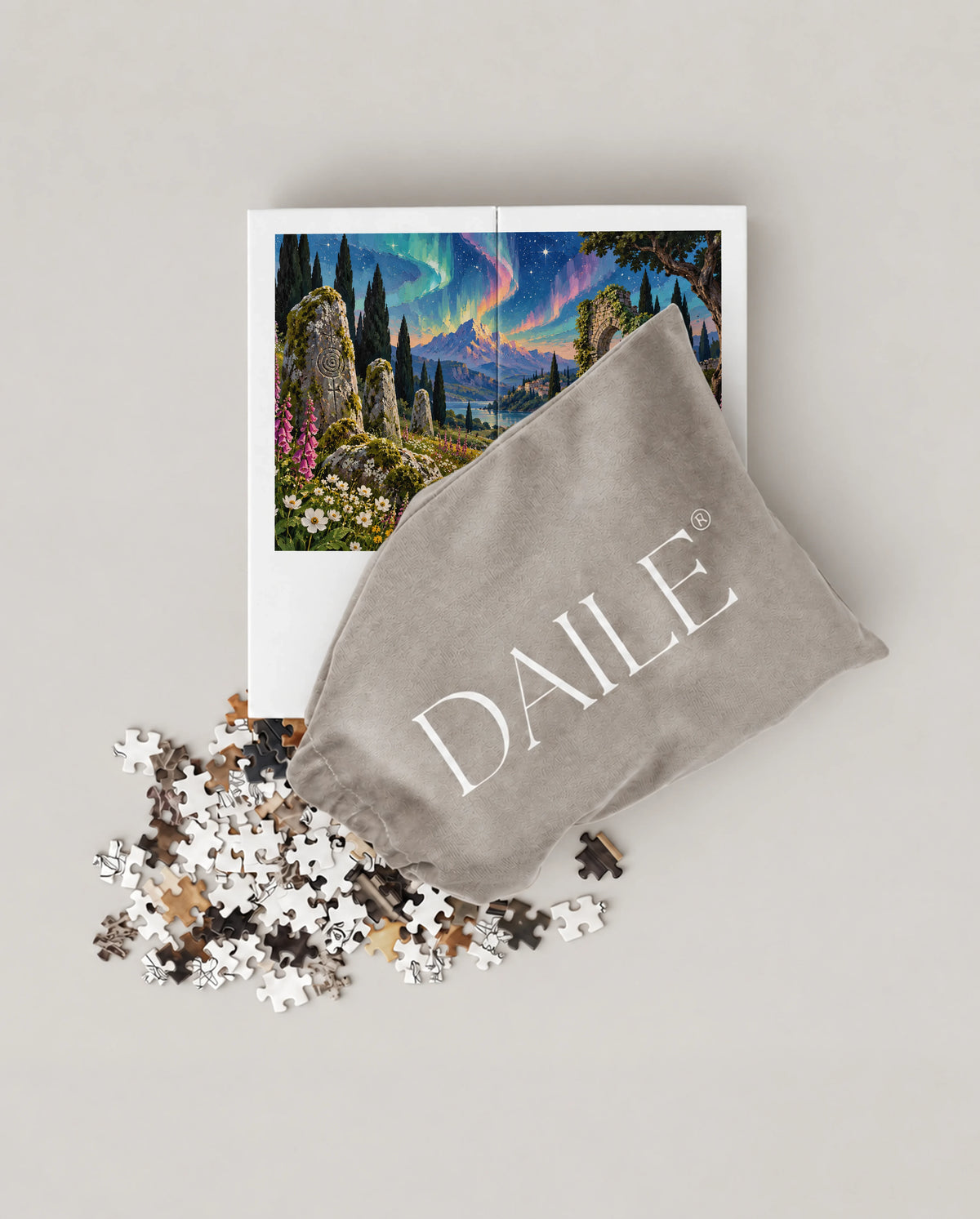 DAILE Mini set seen from above with pouch #set:mini