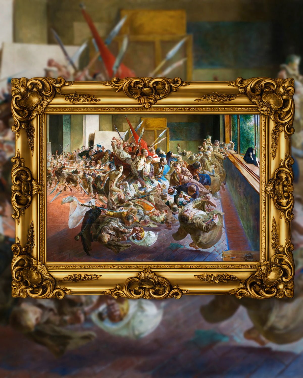 Jacek Malczewski’s Melancholia in an ornate gold frame, fine art jigsaw puzzle
