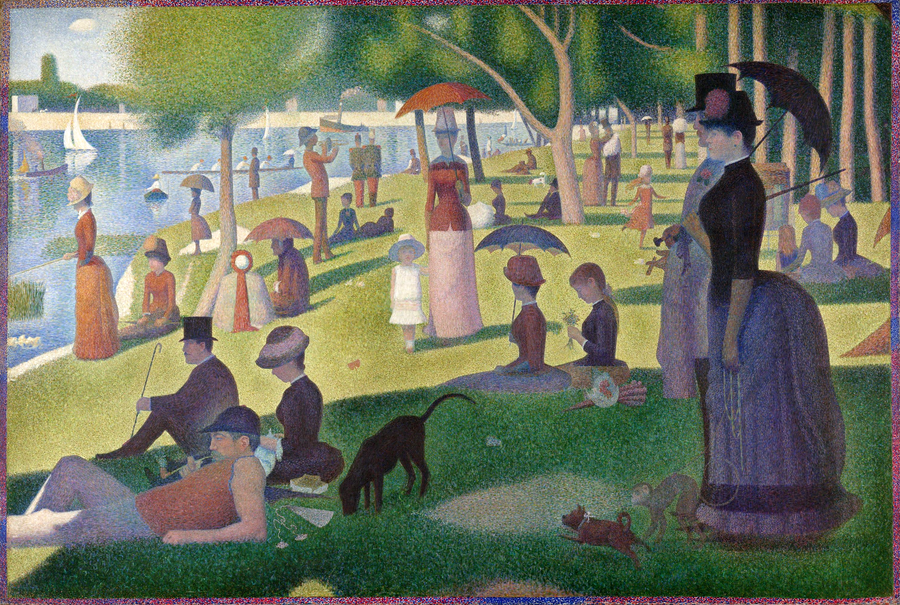 A Sunday on La Grande Jatte by Georges Seurat as a premium DAILE 1000-piece art puzzle gift set