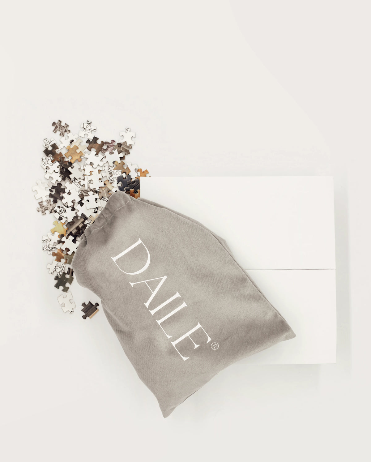 Puzzle pieces beside the DAILE Mini pouch #set:mini