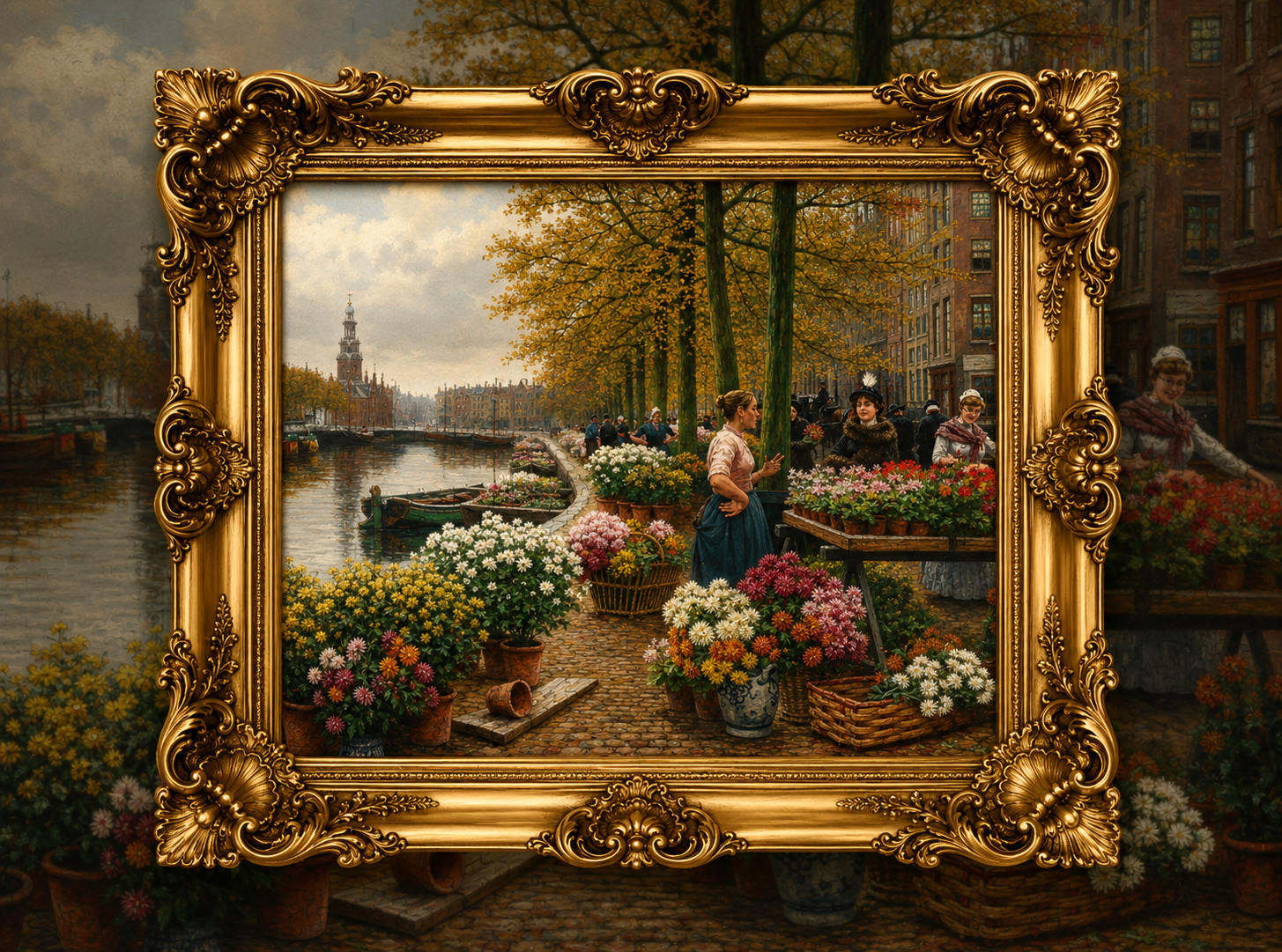 Market in Amsterdam — Henri Houben | DAILE 1000-Piece Art Puzzle Gift Set