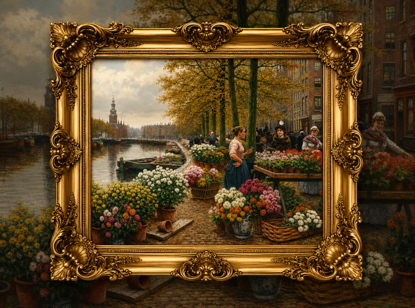 Market in Amsterdam — Henri Houben | DAILE 1000-Piece Art Puzzle Gift Set