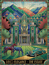 Deco Elegance — The Estate | Art Deco Puzzle (1000 pcs) | DAILE premium DAILE art gift set for art lovers with 1000-piece puzzle experience