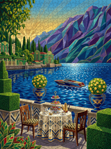 Riviera Tea on the Lake — Art Deco Puzzle (1000 pcs) | DAILE premium DAILE art gift set for art lovers with 1000-piece puzzle experience