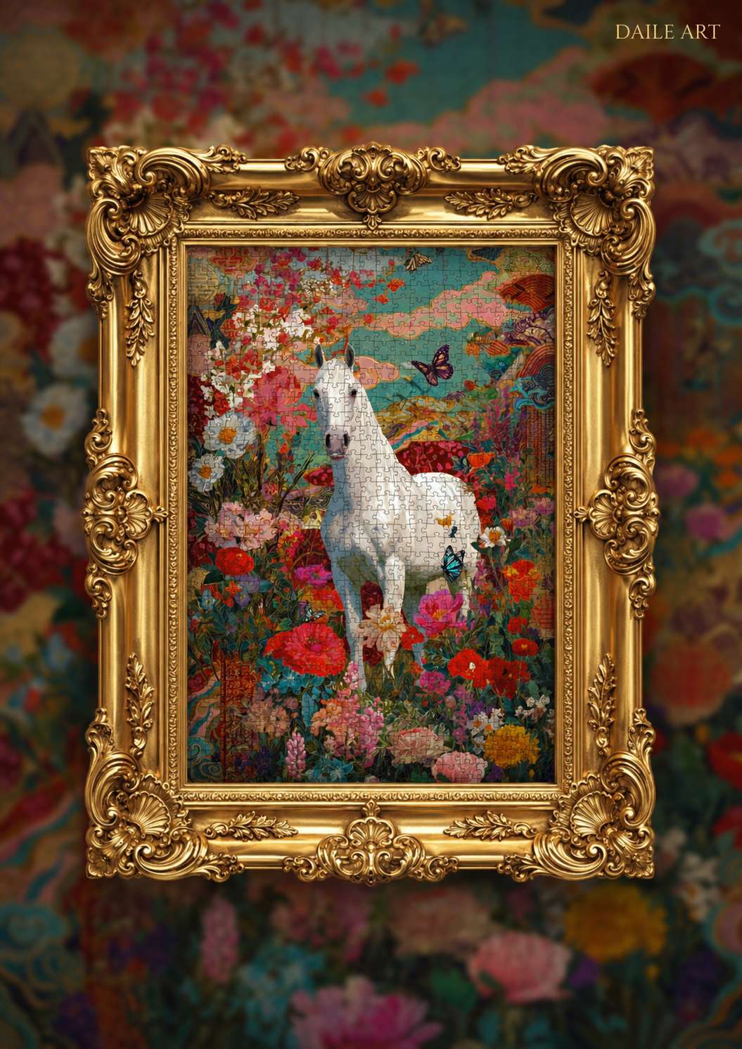 The Majestic White Horse 1000-Piece Art Puzzle Gift Set