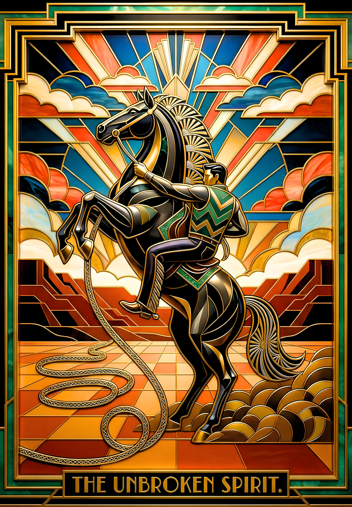 El espíritu indomable — Caballo art déco, de DAILE STUDIO