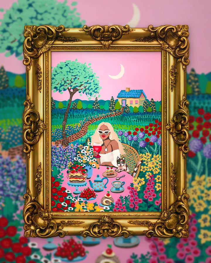 Amalija Andersone’s Latvian Summer II in an ornate gold frame, fine art jigsaw puzzle