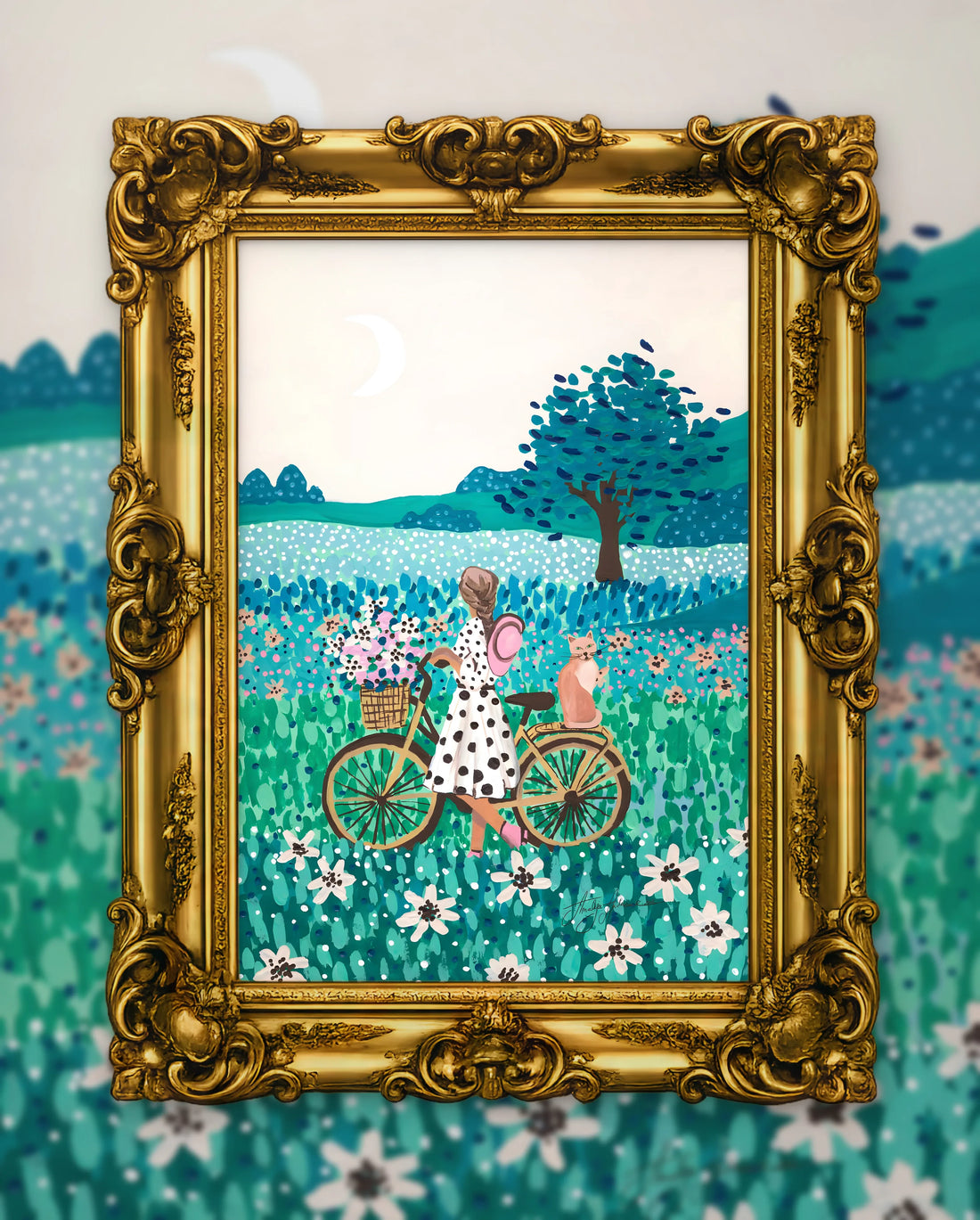 Amalija Andersone’s Latvian Summer III in an ornate gold frame, fine art jigsaw puzzle