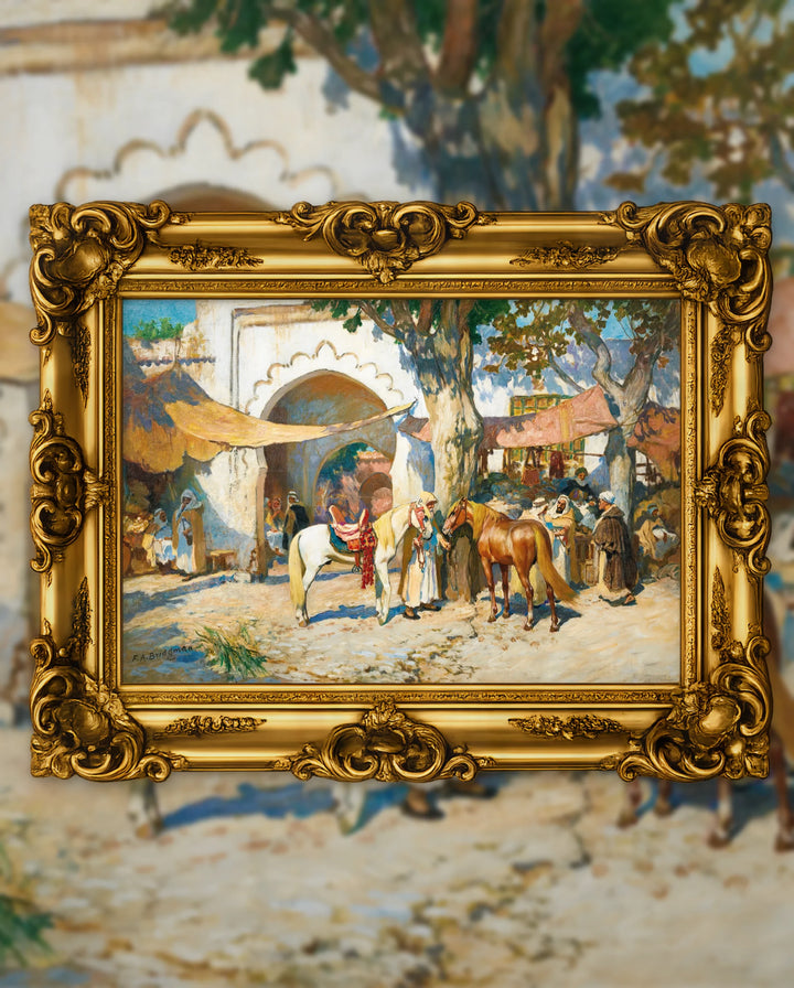Frederick Arthur Bridgman’s Alger in an ornate gold frame, fine art jigsaw puzzle