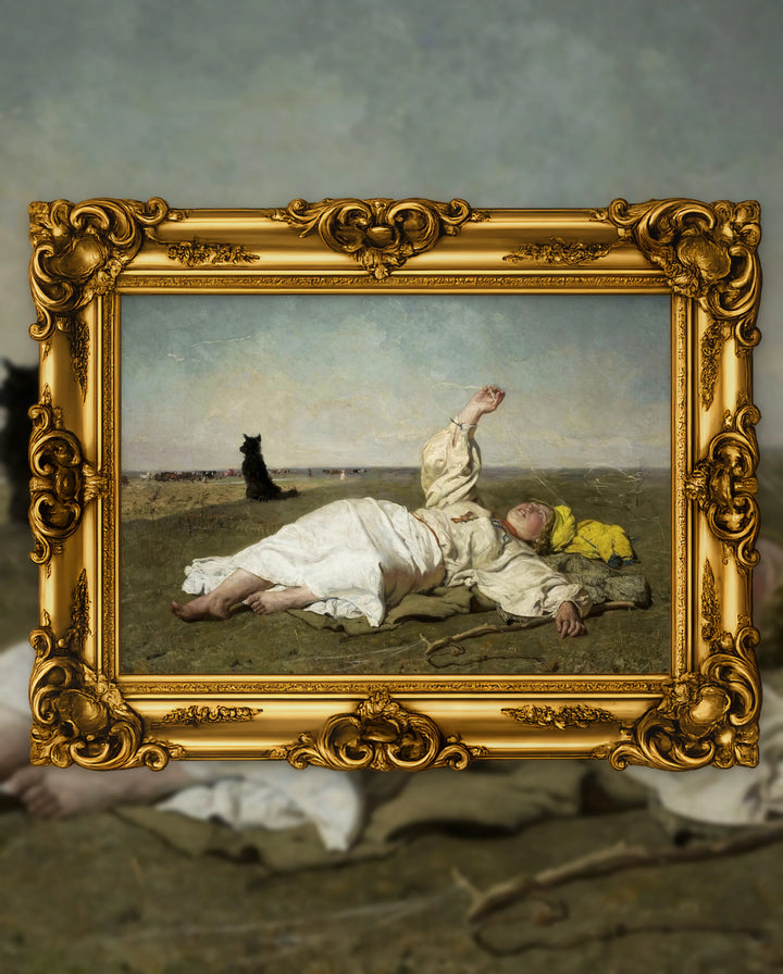 Józef Chełmoński’s Indian Summer in an ornate gold frame, fine art jigsaw puzzle