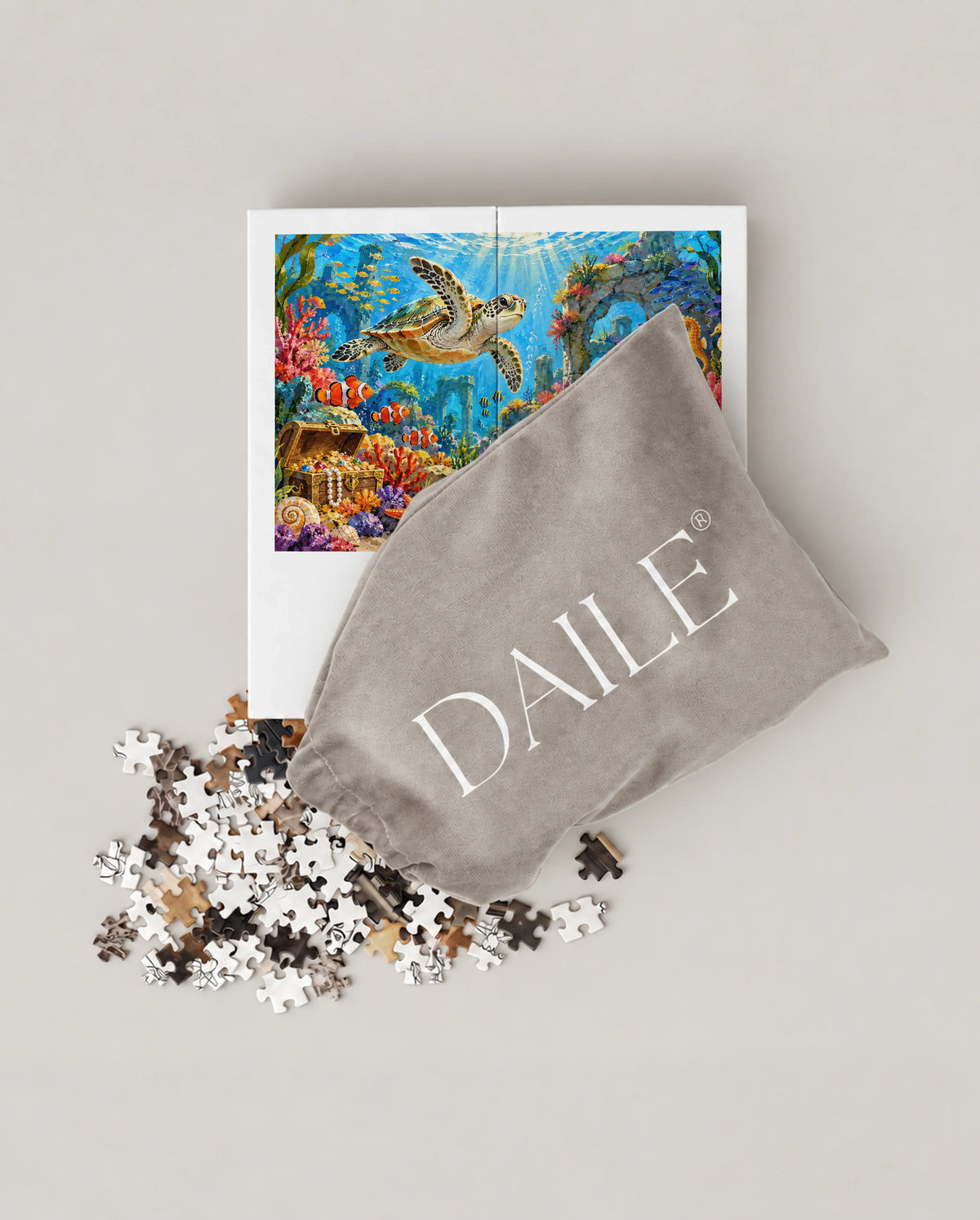 DAILE Mini set seen from above with pouch #set:mini