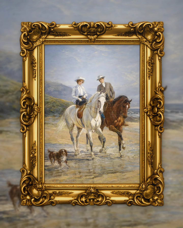 Heywood Hardy’s Pleasant Company in an ornate gold frame, fine art jigsaw puzzle