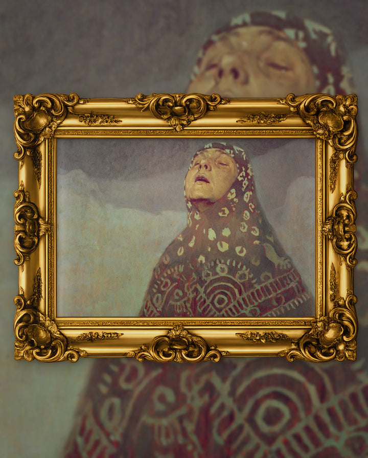 Alfons Mucha’s Winter Night in an ornate gold frame, fine art jigsaw puzzle