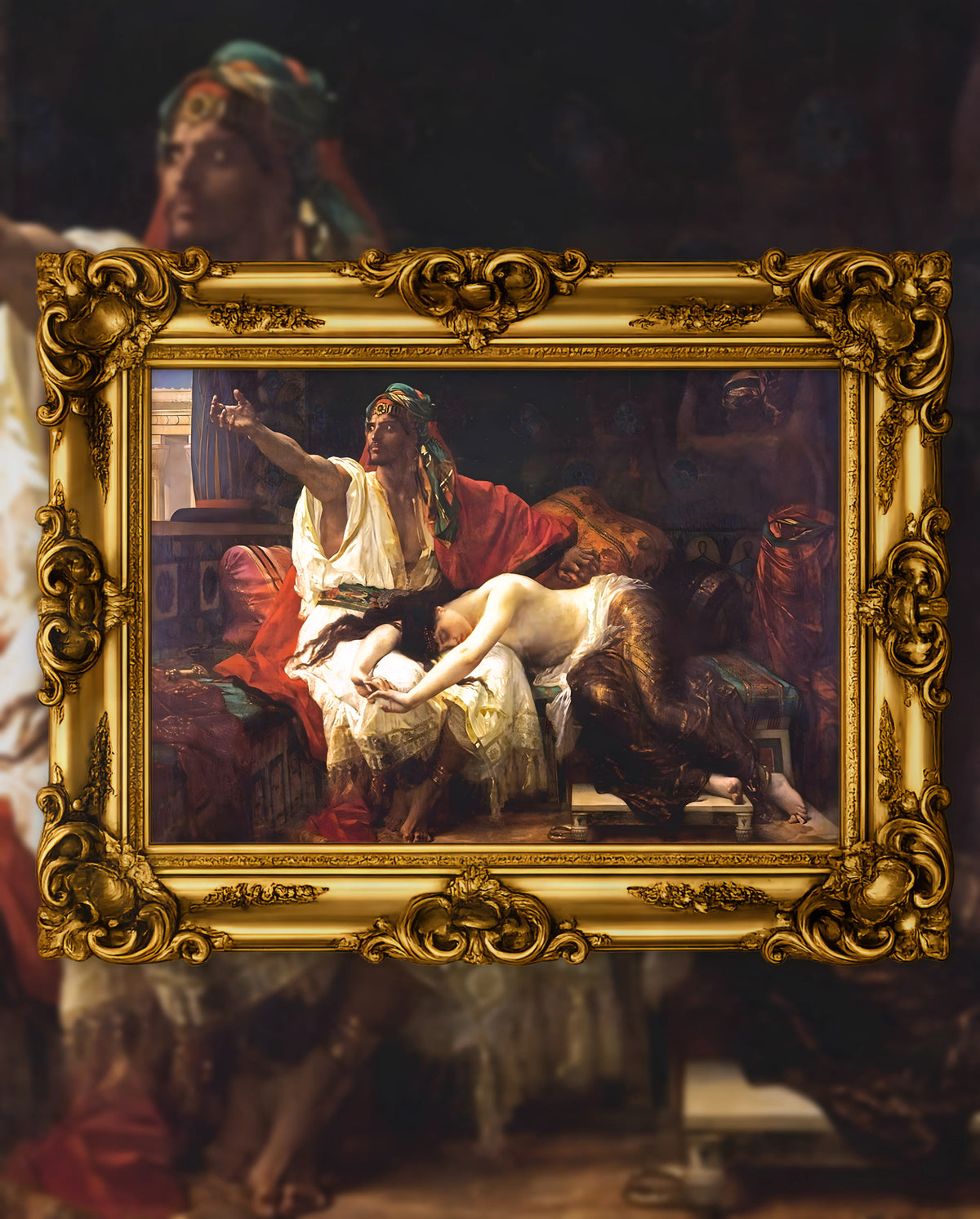 Cabanel’s Thamar in an ornate gold frame, fine art jigsaw puzzle