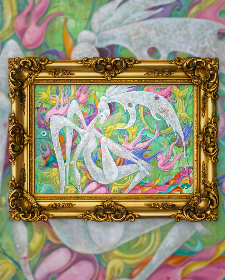 Dina Zakmane’s Eden in an ornate gold frame, fine art jigsaw puzzle